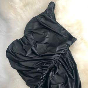 Pleather Ruched Dress